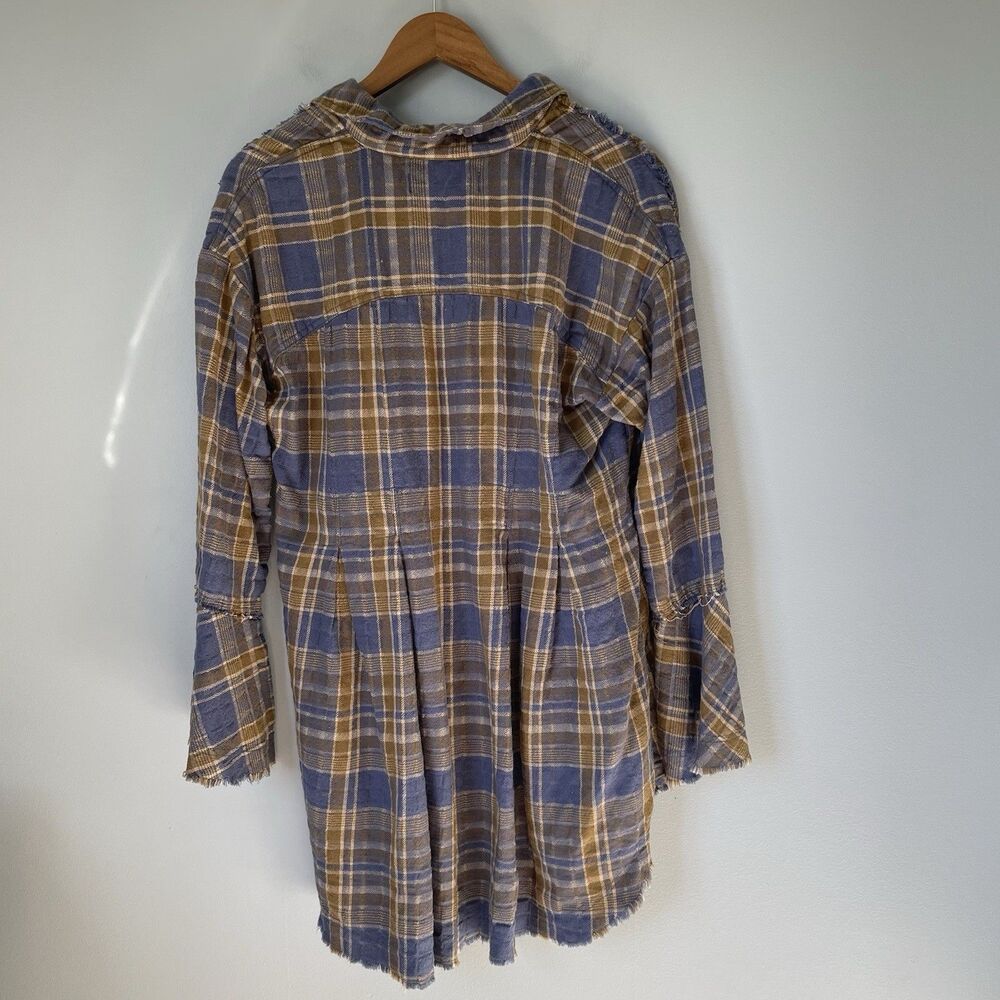 We The Free Plaid Plaid Flannel Mary Ann Button Down Tunic Dress Women's Medium - Picture 2 of 13
